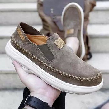 Men Anti Slip Loafers Slip on Casual Shoes for Men Comfortable Walking Sneakers Luxury Brand Male Business Shoe Driving Footwear 38 серый