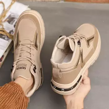 Men Autumn New Fashion Sneakers Casual Thick Soled Casual Workwear Boots with Lace Up Trend Men s Platform Versatile Short Boots 39 хаки