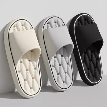 Men Bathroom House Slippers Leaking Quick-Drying Shower Slipper Light Weight Waterleaky Beach Flip Flops Women Swimming Slides 40-41 чёрный