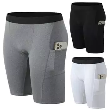 Мужские черные леггинсы Базовый слой Белые узкие спортивные шорты Тренажерный зал Фитнес-тренировки Серые брюки для бега Колготки Баскетбольные шорты с карманом S серый
