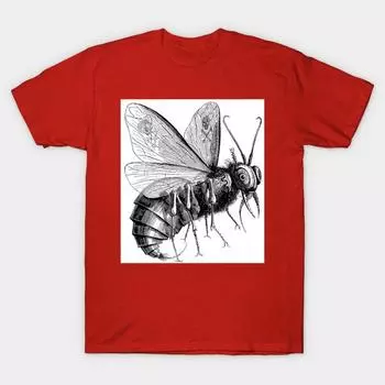 Men Black Print T-shirt Beelzebub No-Cut Transfer Paper Print Cotton Tshirt S красный