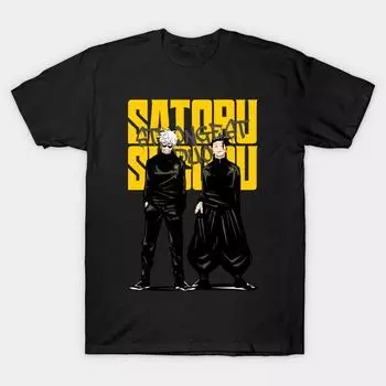 Men Black Print T-shirt Strongest Duo Anime Fanart No-Cut Transfer Paper Print Cotton Tshirt L чёрный