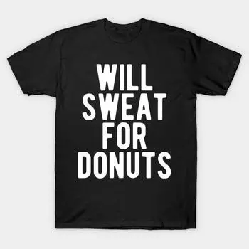 Мужская черная футболка с принтом, очень большая футболка will-sweat-for-donuts, хлопковая футболка с принтом на бумаге для переноса без разрезов S чёрный