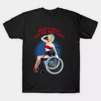 Мужчины Черная футболка с принтом Super Large TShirt Pin-up-cadeirante No-Cut Трансферная бумага с принтом Хлопковая футболка S чёрный