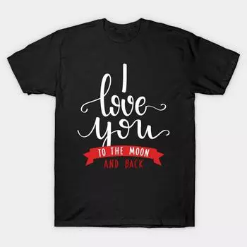Men Black Print T-shirt Super Large TShirt i-love-you-to-the-moon-and-back No-Cut Transfer Paper Print Cotton Tshirt S чёрный