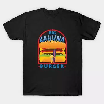 Мужская черная футболка с принтом, очень большая футболка big-kahuna-burger, хлопковая футболка с принтом на бумаге для переноса без разрезов S чёрный