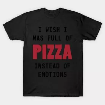 Men Black Print T-shirt Super Large TShirt full-of-pizza-not-emotions No-Cut Transfer Paper Print Cotton Tshirt S чёрный
