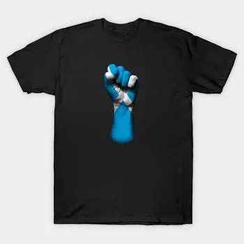 Мужчины Черная футболка с принтом Super Large TShirt флаг Шотландии на поднятом кулаке No-Cut Передача бумаги с принтом Хлопковая футболка S чёрный