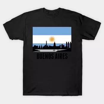 Men Black Print T-shirt Super Large TShirt buenos-aires-argentinian-flag No-Cut Transfer Paper Print Cotton Tshirt S чёрный