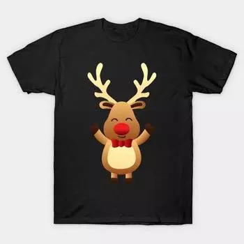 Men Black Print T-shirt Super Large TShirt cute-reindeer No-Cut Transfer Paper Print Cotton Tshirt S чёрный
