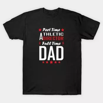 Men Black Print T-shirt Super Large TShirt part-time-athletic-director-full-time-dad No Cut Transfer Paper Print Cotton Tshirt 4XL чёрный