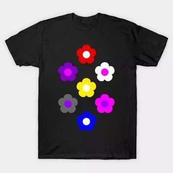 Men Black Print T-shirt Super Large TShirt pikmin-flower-colour-collection-with-pikmin-colour No-Cut Transfer Paper Print Cotton Tshirt S чёрный