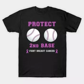 Men Black Print T-shirt Super Large TShirt protect-2nd-base-breast-cancer-awareness No-Cut Transfer Paper Print Cotton Tshirt S чёрный