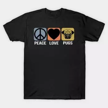 Men Black Print T-shirt Super Large TShirt peacelovepugs No-Cut Transfer Paper Print Cotton Tshirt S чёрный