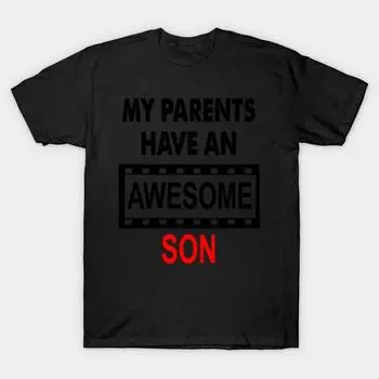 Men Black Print T-shirt Super Large TShirt my-parents-have-an-awesome-son No-Cut Transfer Paper Print Cotton Tshirt XL чёрный