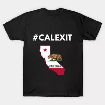 Men Black Print T-shirt Super Large TShirt calexit-california-republic-exit No Cut Transfer Paper Print Cotton Tshirt XL чёрный