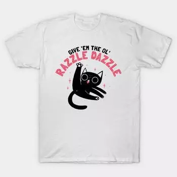 Men Black Print T-shirt Super Large TShirt The Ol Razzle Dazzle: Funny cat No-Cut Transfer Paper Print Cotton Tshirt 2XL белый