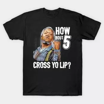 Men Black Print T-shirt Super Large TShirt 5 cross you lip Sanford and son tv show Redd foxx No-Cut Transfer Paper Print Cotton Tshirt XL чёрный