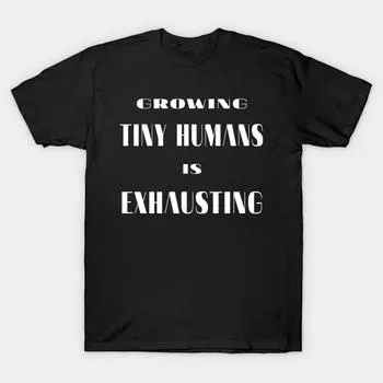 Men Black Print T-shirt Super Large TShirt growing-tiny-humans-is-exhausting No Cut Transfer Paper Print Cotton Tshirt XL чёрный