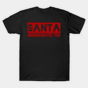 Men Black Print T-shirt Super Large TShirt santa-hates-you No-Cut Transfer Paper Print Cotton Tshirt S чёрный