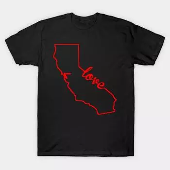 Men Black Print T-shirt Super Large TShirt california-love-state-silhouette No-Cut Transfer Paper Print Cotton Tshirt S чёрный