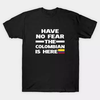 Men Black Print T-shirt Super Large TShirt have-no-fear-the-colombian-is-here No-Cut Transfer Paper Print Cotton Tshirt 2XL чёрный
