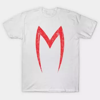 Мужская черная футболка с принтом Супер Большая Футболка Символ Mach 5 Принт на трансферной бумаге без обрезки Хлопковая футболка M белый