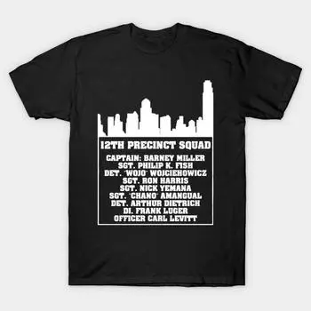 Men Black Print T-shirt Super Large TShirt 12th-precinct-squad No-Cut Transfer Paper Print Cotton Tshirt L чёрный