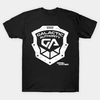 Men Black Print T-shirt Super Large TShirt dark-matter-galactic-authority-shield No-Cut Transfer Paper Print Cotton Tshirt S чёрный