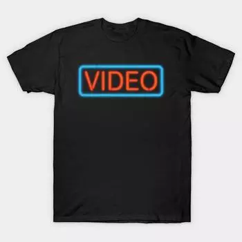 Men Black Print T-shirt Super Large TShirt neon-video No-Cut Transfer Paper Print Cotton Tshirt S чёрный