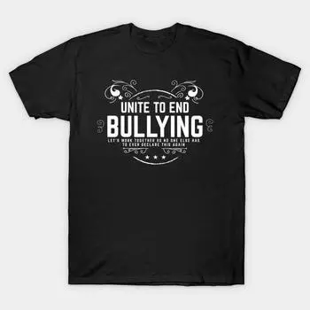 Men Black Print T-shirt Super Large TShirt unite-to-end-bullying No-Cut Transfer Paper Print Cotton Tshirt S чёрный