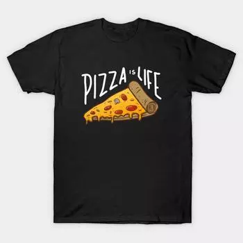 Men Black Print T-shirt Super Large TShirt pizza-is-life No Cut Transfer Paper Print Cotton Tshirt M чёрный