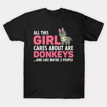 Men Black Print T-shirt Super Large TShirt all-this-girl-cares-about-are-donkeys No-Cut Transfer Paper Print Cotton Tshirt S чёрный