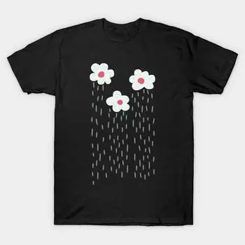 Men Black Print T-shirt Super Large TShirt raining-flowery-clouds No-Cut Transfer Paper Print Cotton Tshirt S чёрный