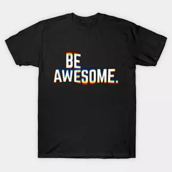 Men Black Print T-shirt Super Large TShirt be-awesome No-Cut Transfer Paper Print Cotton Tshirt L чёрный