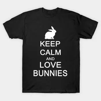 Men Black Print T-shirt Super Large TShirt keep-calm-and-love-bunnies No Cut Transfer Paper Print Cotton Tshirt M чёрный