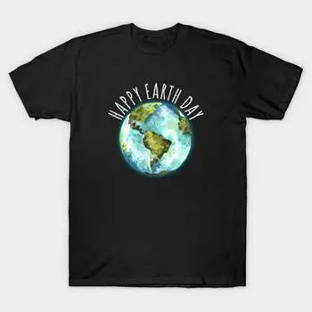 Men Black Print T-shirt Super Large TShirt happy-earth-day No-Cut Transfer Paper Print Cotton Tshirt 2XL чёрный