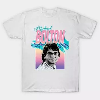 Men Black Print T-shirt Super Large TShirt Michael Bolton / Office Space Aesthetic 90s Design No-Cut Transfer Paper Print Cotton Tshirt L белый