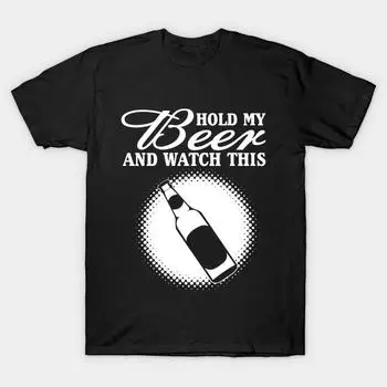 Men Black Print T-shirt Super Large TShirt hold-my-beer-and-watch-this-t-shirt No-Cut Transfer Paper Print Cotton Tshirt S чёрный