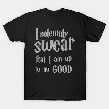 Men Black Print T-shirt Super Large TShirt i-solemnly-swear-that-i-am-up-to-no-good No-Cut Transfer Paper Print Cotton Tshirt S чёрный