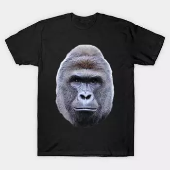 Men Black Print T-shirt Super Large TShirt harambe No Cut Transfer Paper Print Cotton Tshirt 3XL чёрный
