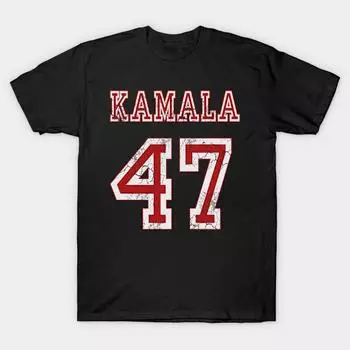 Men Black Print T-shirt Super Large TShirt Kamala Harris 47 2024 Election No-Cut Transfer Paper Print Cotton Tshirt S чёрный