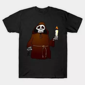 Men Black Print T-shirt Super Large TShirt skeleton-monk No-Cut Transfer Paper Print Cotton Tshirt S чёрный