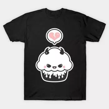 Men Black Print T-shirt Super Large TShirt kawaii-evil-cupcake No-Cut Transfer Paper Print Cotton Tshirt M чёрный