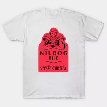 Men Black Print T-shirt Super Large TShirt Nilbog Milk - HDTGM No-Cut Transfer Paper Print Cotton Tshirt S белый