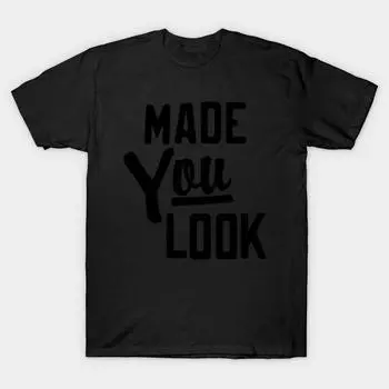 Men Black Print T-shirt Super Large TShirt made-you-look No Cut Transfer Paper Print Cotton Tshirt 4XL чёрный
