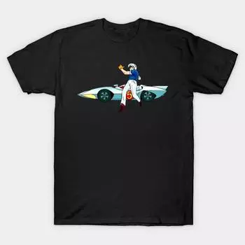 Мужская черная футболка с принтом, очень большая футболка Speed Racer No-Cut Transfer Paper Print Cotton Tshirt XL чёрный