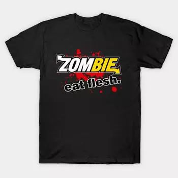 Men Black Print T-shirt Super Large TShirt zombie-eat-flesh No-Cut Transfer Paper Print Cotton Tshirt S чёрный
