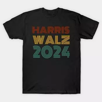 Men Black Print T-shirt Super Large TShirt Harris-Walz No-Cut Transfer Paper Print Cotton Tshirt S чёрный