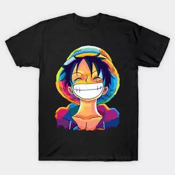 Men Black Print T-shirt Super Large TShirtMonkey D Luffy One Piece No-Cut Transfer Paper Print Cotton Tshirt M чёрный